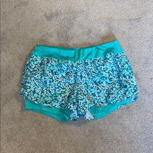 Green Patterned Athletic Shorts